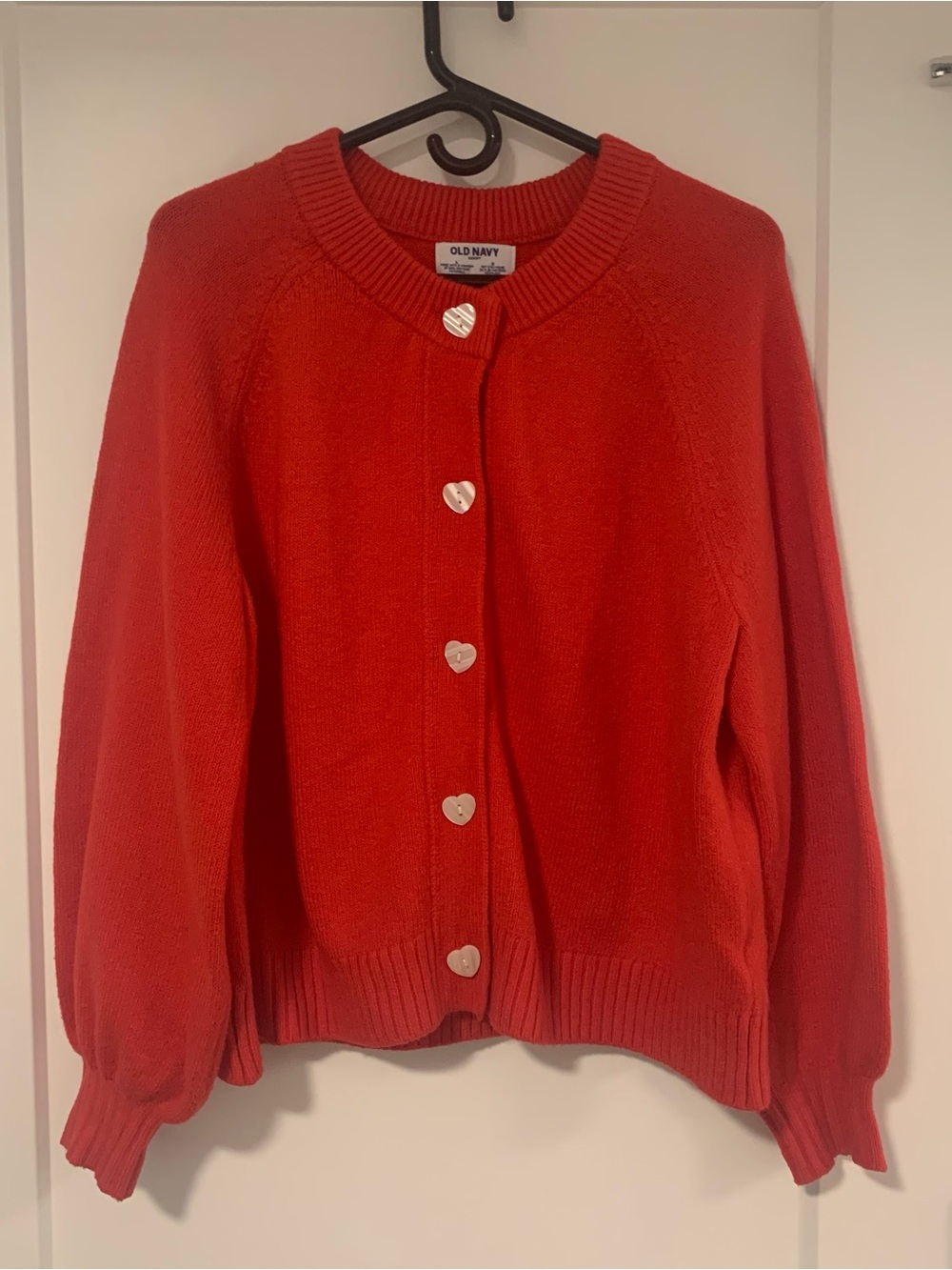Old Navy Red Heart-Button Crewneck Cardigan